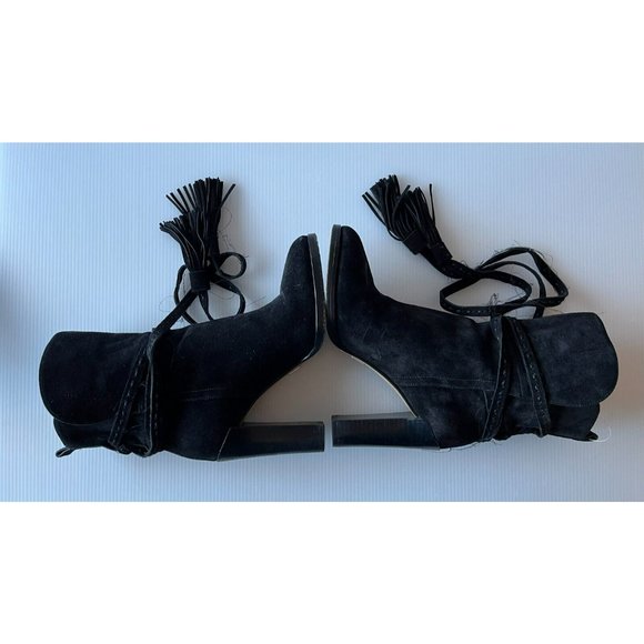 Michael Kors Collection Black Suede Calf Boots W/ Block Heels, Sz 7 (US) 37 (EU) - Picture 7 of 11